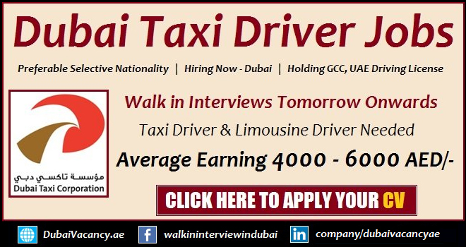 Dubai Taxi Jobs Walk in Interview