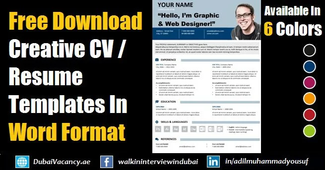 Free Download Editable Resume CV Template in MS Word Format