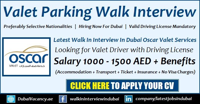 Oscar Valet Parking Dubai Jobs