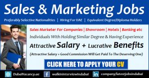 Sales & Marketing Jobs in Dubai | Abu Dhabi | Sharjah | Fujairah