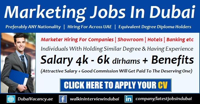 Sales & Marketing Jobs in Dubai UAE Offering Good Salary (Nov 2020)