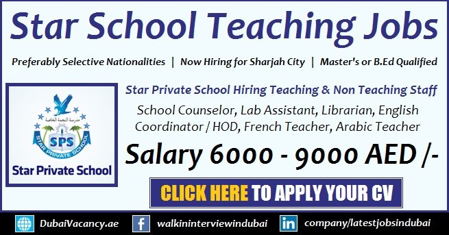 Star Private School Sharjah Jobs
