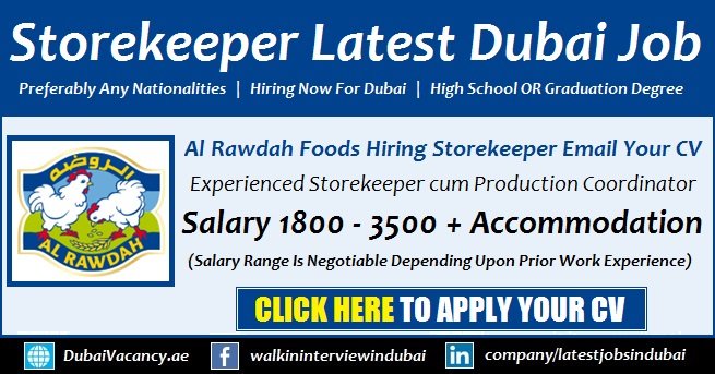 Store Keeper Jobs Dubai